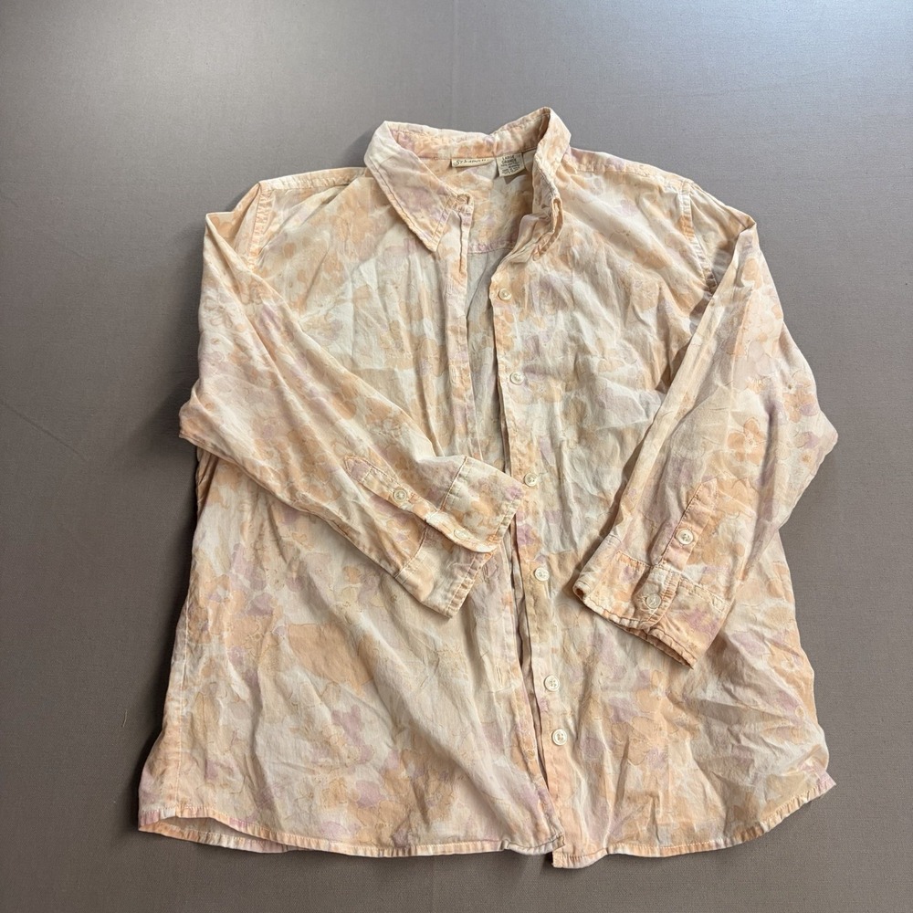 St. John’s Bay Womens Large Floral Button Down Shirt Pastel Cottagecore